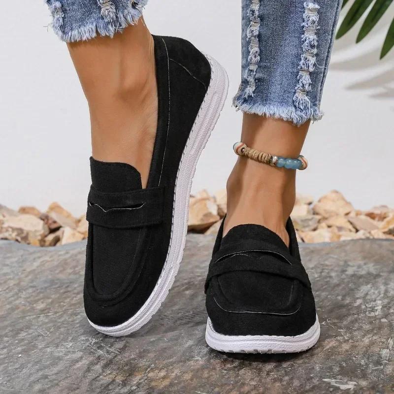 2024 Высококачественная женская обувь Лоферы Женские туфли на плоской подошве Повседневные туфли на плоской подошве Женские туфли с круглым носком Слипоны Легкие женские туфли больших размеров