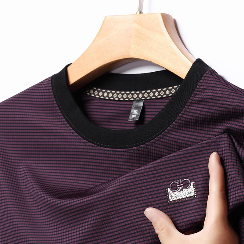 Мужской полосатый свитшот с длинным рукавом и круглым вырезом для весны и осени