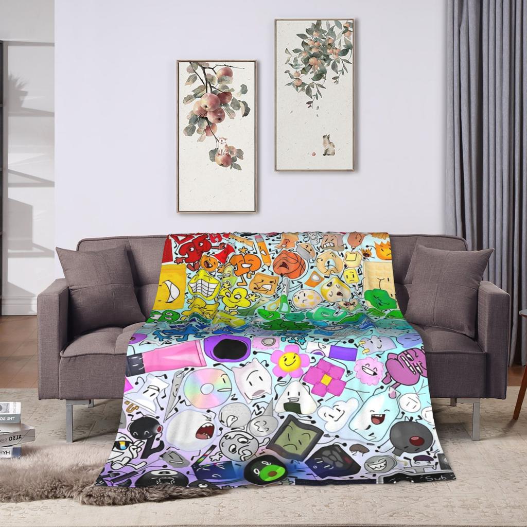 BFDI Inanimate Insanity Blankets Fleece Summer Portable Warm Throw Blankets for Sofa Office Bedding Throws