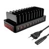 Умные настольные зарядные устройства с европейской вилкой, 10 портов (5 USB, 5 Type-C), материал ABS, для упорядоченной зарядки нескольких устройств