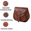 Vintage Full Grain Leather Saddle Purse Messenger Crossbody Bag Goat Leather 11"