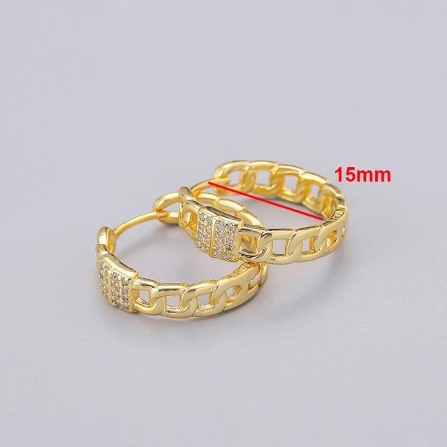 925 Sterling Silver Chain Hoop Earrings Female French Golden Zircon Circle Earrings Wholesale