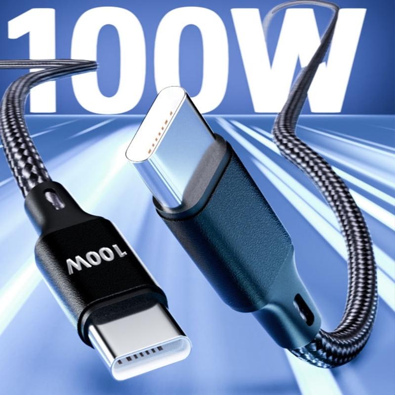 Fast Speed 100W USB C Charging Cable Type C To Type C 1M Nylon Braided Fast Charging Wire For Charging