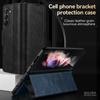Роскошный кожаный чехол для телефона для Samsung Galaxy Z Fold 7 6 5 4 5G Элегантный однотонный магнитный складной кронштейн Ударопрочный защитный жесткий чехол