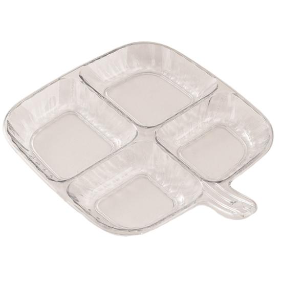 Разделенная тарелка, легко чистящаяся многоразовая пищевая тарелка с четырьмя отделениями, дизайнерская тарелка для соуса для домашней кухни