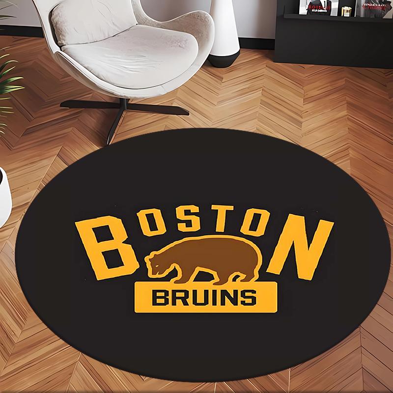 Boston Bruin (1) Round Office Rug Decorative Floor Rug for Office Bedroom Living Room and Home Space