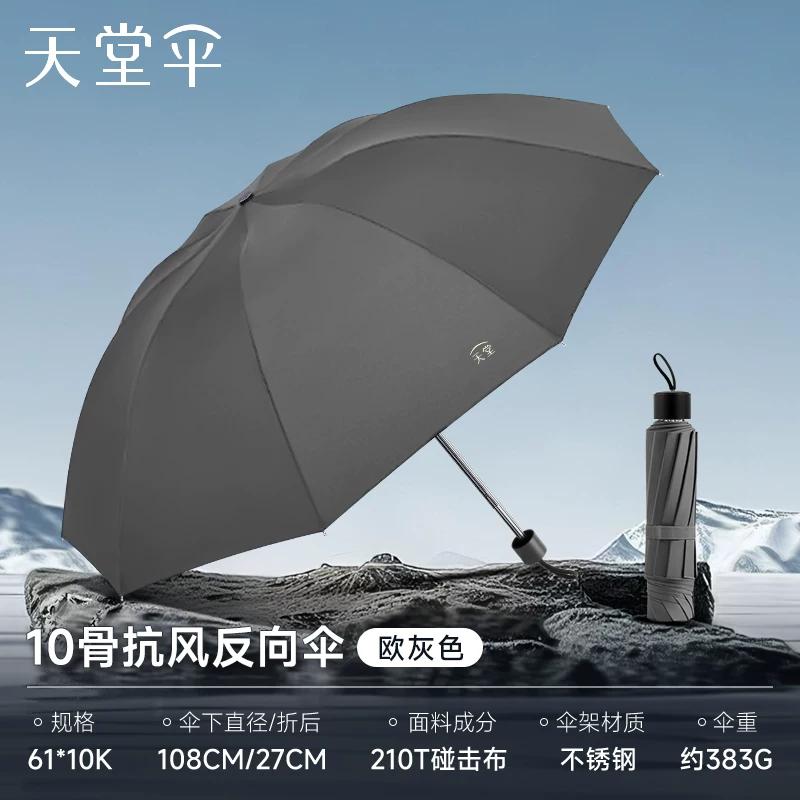 Paradise Umbrella 2026 New Model Storm-Resistant Reverse Folding Portable Reinforced Large Durable Manual Wind-Resistant Umbrella for Men