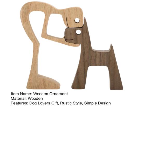 Собака и человек Орнамент Деревенский Деревянный Мальчик и Собака Украшение Минималистичный Щенок
