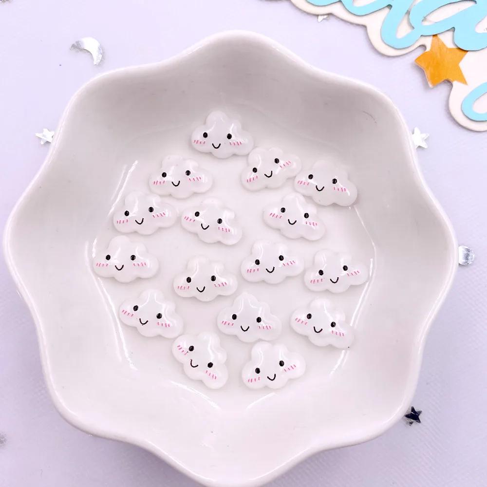 50 шт. красочных смоляных кавайных мини-раскрашенных мультяшных улыбок и облаков для дизайна ногтей с плоской задней частью, стразы для скрапбукинга, аксессуары для самостоятельного декора