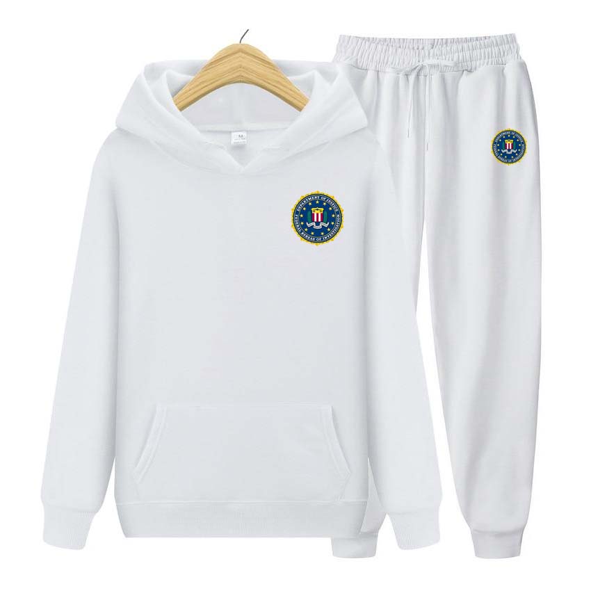 Комплект из двух предметов ФБР с принтом для мужчин и женщин толстовки спортивные костюмы брюки для бега толстая теплая одежда для мужчин