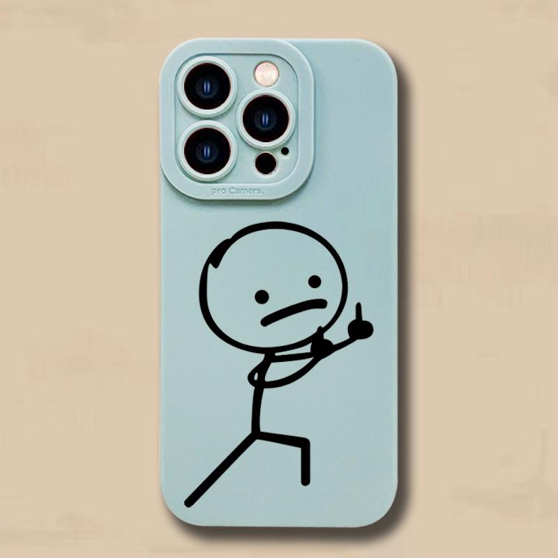 Cute Cartoon Matchman Matte Silicone Phone Case For iPhone 16 11 12 13 14 15 Pro Max XR XS X 7 8 Plus SE2 16E Soft Back Cover