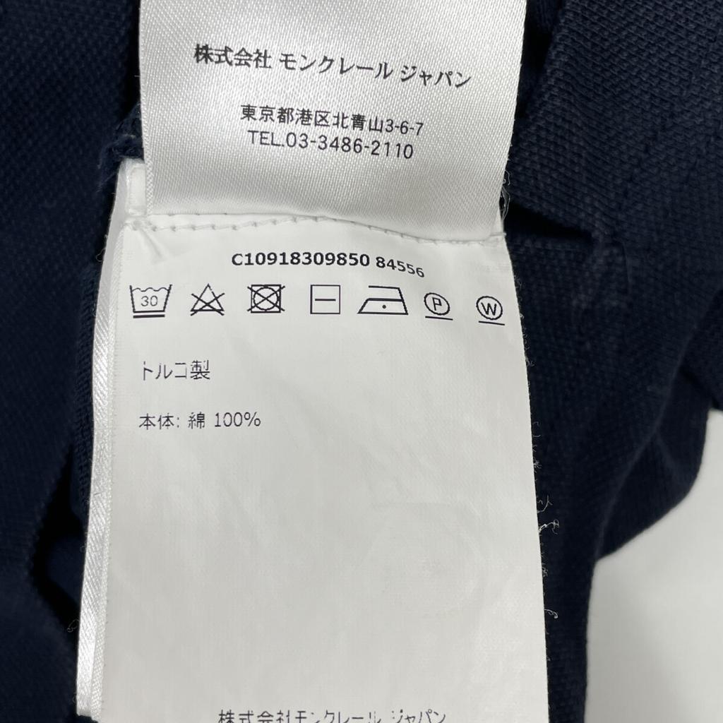 Moncler Оригинальная МАЙКА ПОЛО С КОРОТКИМ РУКАВОМ Темно-синяя x Белая Хлопок Нашивка Логотип Рубашка поло топы L Темно-синяя x белая Б/у