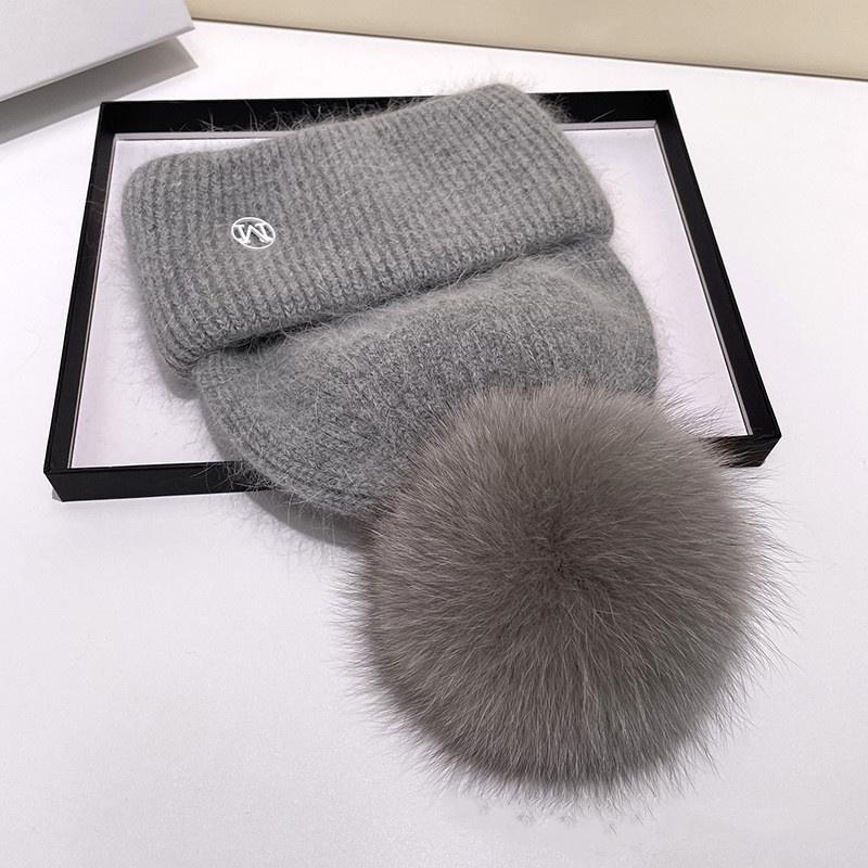 Шапка из мягкого натурального лисьего меха с помпонами и шариками Skullies, шапочки, сохраняет тепло, зимняя шапка для женщин и девочек, шерстяная шапка, уличная вязаная шапка, толстая женская шапка