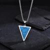 Inverted Triangle Pendant Necklace for Men Boys,Nature Stone Stainless Steel Necklaces,Hiphop Rap Man Jewelry Accessories