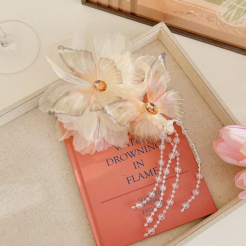 Высококачественная заколка-акула из перьев и страусиного волоса для осени/зимы - элегантный головной убор с хвостиком