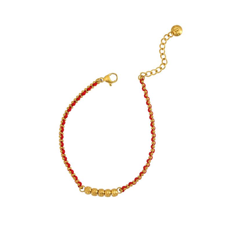 Новогодний красный браслет ручной работы для женщин с золотыми бусинами - подарок от Tai Sui.