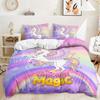 3D Unicorn Theme Bedding Set Cartoon Animal Duvet Cover and Pillow Case 2/3 Pieces Soft Home Decoration for Girls' Room