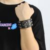 Панк-кожаный браслет с заклепками в виде черепа - Дерзкий аксессуар для уличных танцев и рэпа