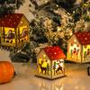 2025 New Year Wooden Light Christmas Decorations Creative Modeling Glow Cabin Snowman Battery Powered Holiday Decor