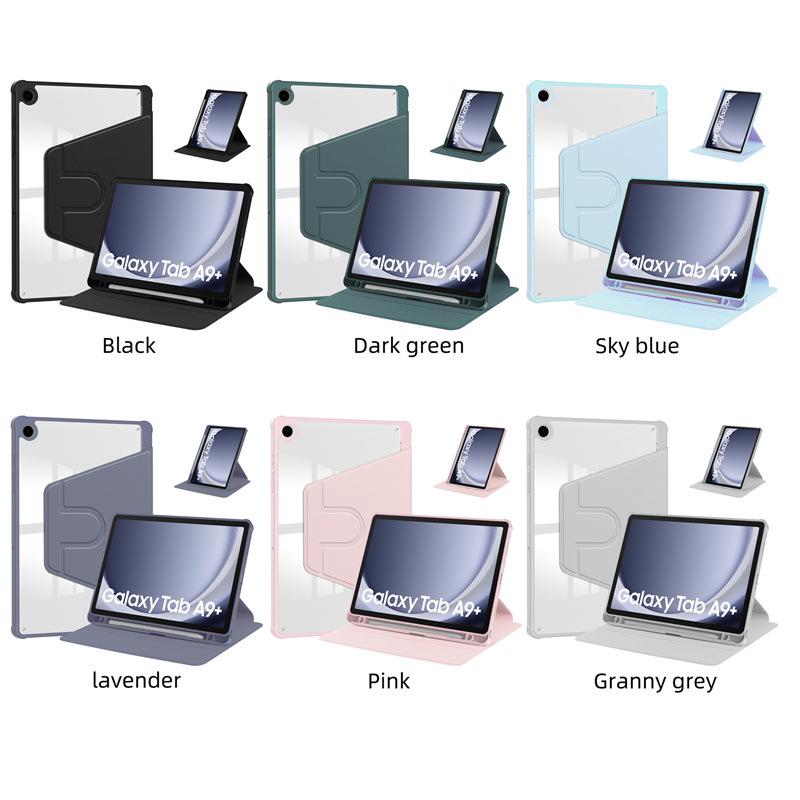 Чехол для Samsung Tab A9+ 11" вращающийся из акрила и кожи - полная защита, 2023, защита от падения