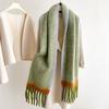 Winter Atmosphere High-End Solid Color Fringed Autumn Winter Warm Thickened Korean Style Scarf Shawl Neck Warmer
