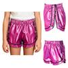 Children‘s Metallic Contrast Shorts Elastic Waistband Side Press Button Split Leg for Dance Sports Street Wear