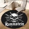 1 шт. Круглый ковер с логотипом Rammstein "Череп и цепи", Изготовлен из полиэстера, Идеально подходит для украшения офисных кресел, гостиных
