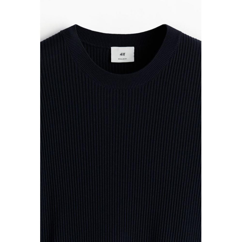 Футболка HM Regular FiT Rib Knit, цвет темно-синий