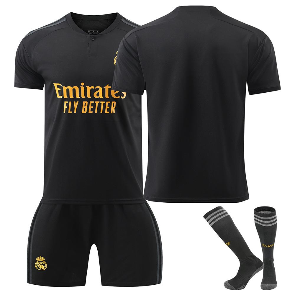 Второй гостевой костюм Реал Мадрид Черный Винисиус Куртуа Беллингем Футбольный костюм