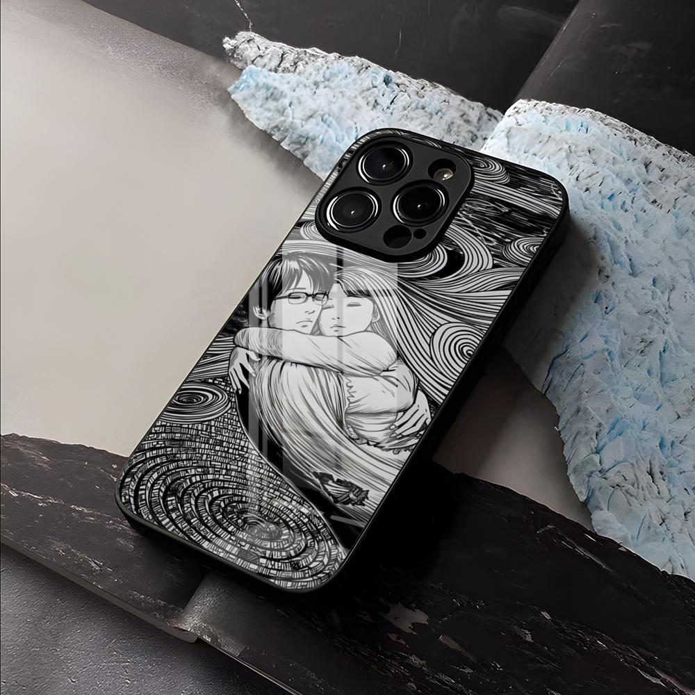Чехол для телефона I-Ito J-Junji T-Tomie для IPhone 17 Air 16 E Pro Max 15 14 13 Mini 12 Pro 11 Max Plus Черная стеклянная крышка