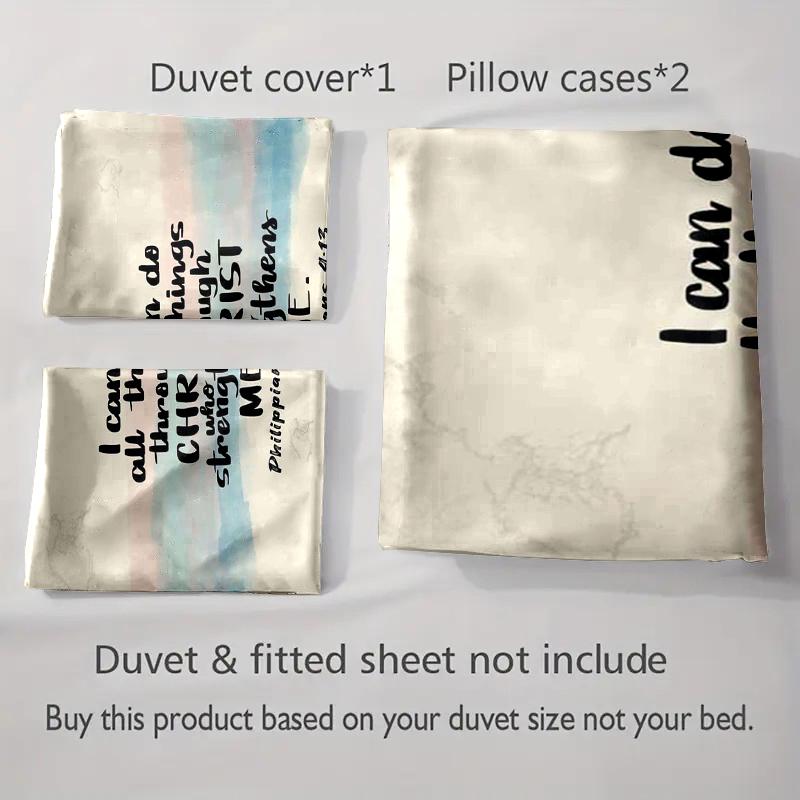 Inspirational scripture text Bedding Duvet cover sets Duvet covers Pillowcases gifts (1 * Duvet Cover 2 * Pillowcases, without duvet insert)