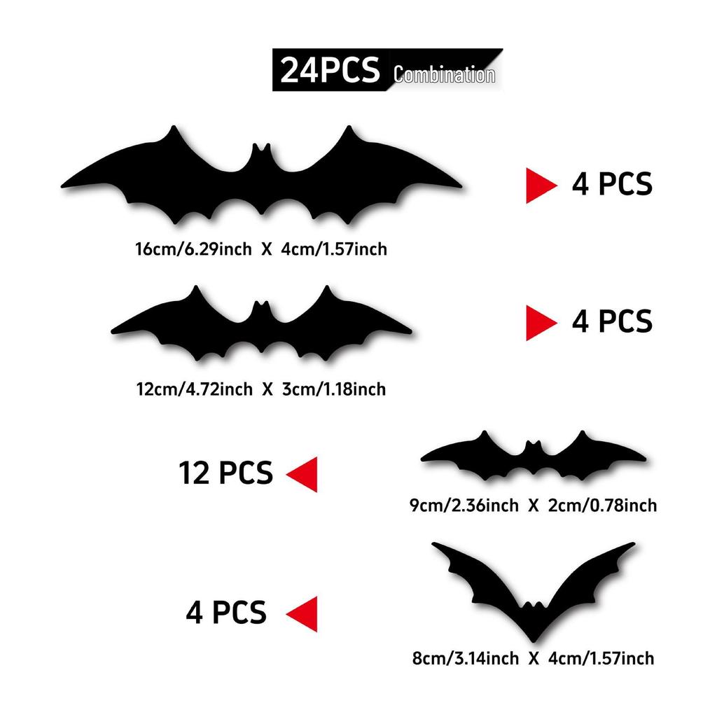 LED Halloween Wall Stickers: Black Bats & Spiders Party Decoration