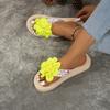 Fashion Women's Slippers Summer New Flat Round Head Flower Matching Color Flip-flops Casual Comfort Increase Non-slip Sandals