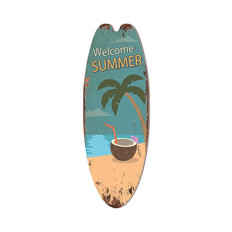 Beach Tiki Bar Surfboard Wooden Sign Plaque Decor For Bathroom Home Wall Plate Poster Vintage Print Wooden Painting Signs