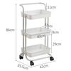 Storage Organizer Rack Movable Bathroom Kitchen Shelf Metal Rolling Trolley Cart Basket Stand Wheels Save Space Holder 3 Layer