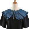 Women Girls Vintage Lolita False Fake Collar Shawl Sweet Ruffles Lace-Up Bow Decorative Necklace Choker Short Poncho