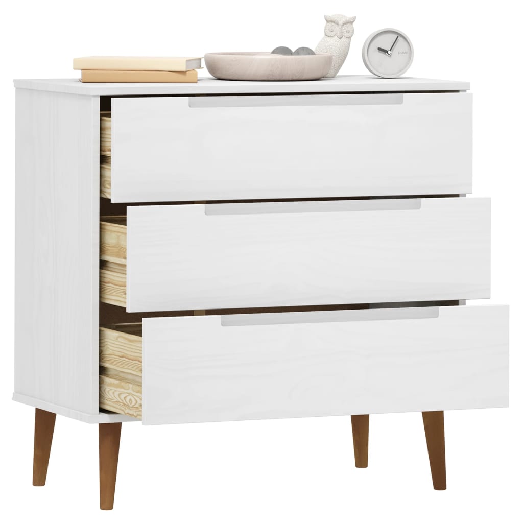 MOLDE White Drawer Cabinet 31.5 x15.7 x31.5 (80x40x80 cm) Solid Pine Wood