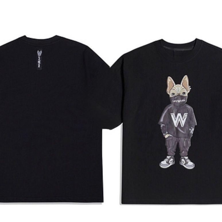 New Korean Clothing Fighting Dog Shortsleeved Tshirt For Unisex And Unisex Couple Style Cotton Tshirt