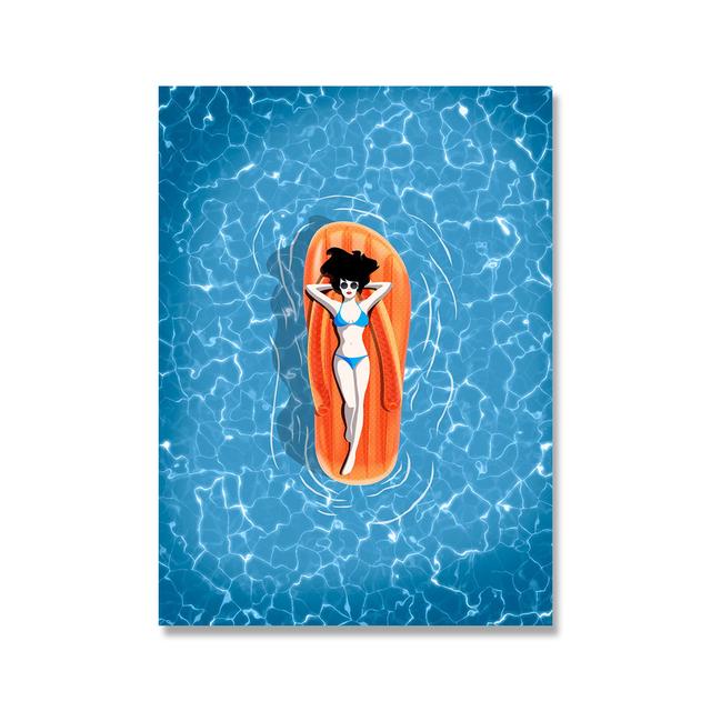 Скандинавская абстрактная настенная живопись, печать на холсте с изображением пловца в бассейнах