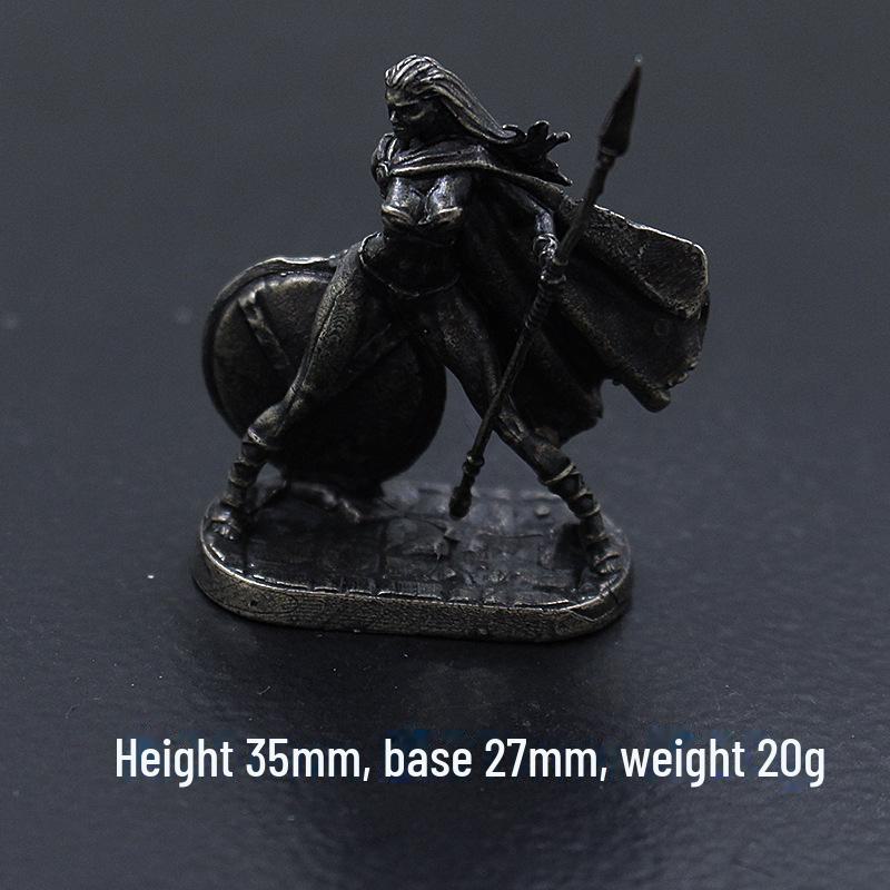 White Copper Spartan Shogun Warrior Chess Piece Ornament – Retro Soldier Toy Gift for Boys