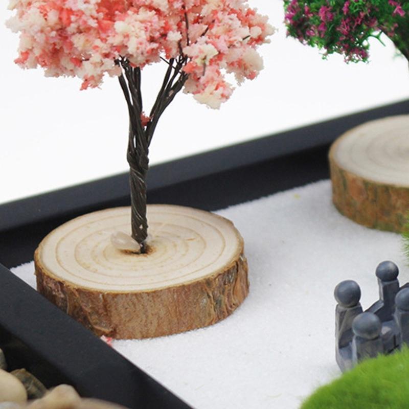 Japanese Zenes Garden for Desk Wood Sand Garden Zenes Decors Meditations Gift Sensory Therapy Tool Mindfulness Emotional