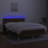 Box Spring Bed with Mattress & LED Dark Brown 140x190 cm Fabric