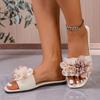 Летние новые женские удобные шлепанцы с открытым носком на плоской подошве для ношения на улице, модные и элегантные повседневные шлепанцы
