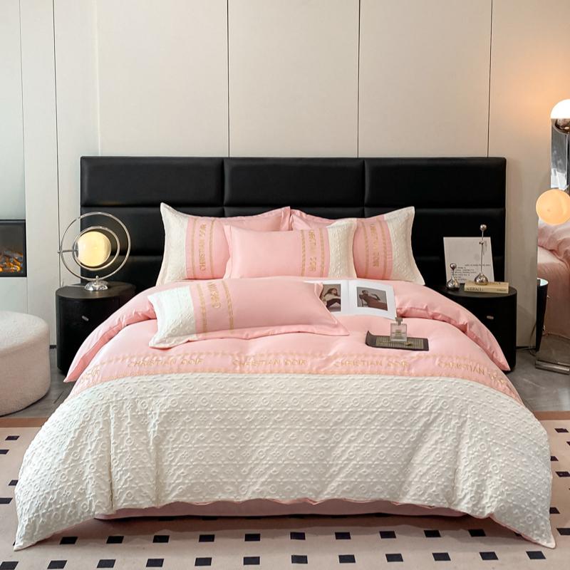 Комплект из четырех предметов из стираного шелкового рельефа с жаккардовым узором Tencel, простыня, пододеяльник