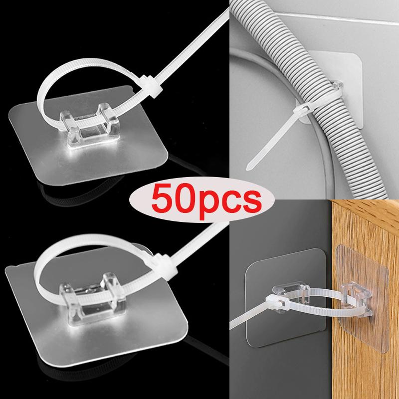 10-50 шт. Нейлоновые самоклеящиеся кабельные стяжки Держатели для крепления проводов Органайзер Фиксаторы Простая система управления кабелями Многоразовые Прочные