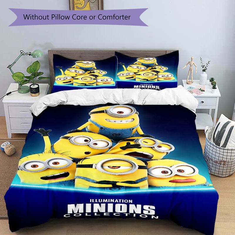 Minions Collection Adventure Print 3Pcs Bedding Setduvet Cover With 2 Bedropillowcase Home Birthday Gift