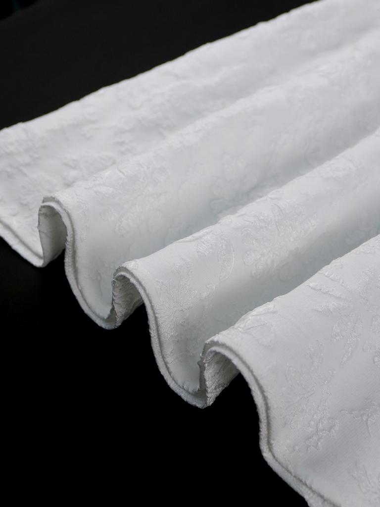 AOMEI Jacquard Wedding Guest Dresses for Women A Line V Neck Short Puff Sleeves Floral Tierred Knee Length Outfits