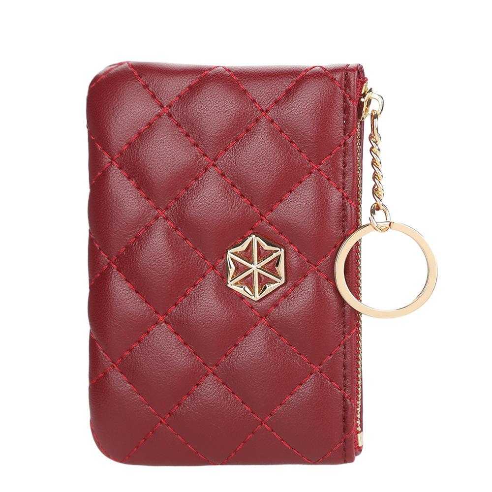 BOISEEN New Change Bag Women's Embossed Plaid Zipper Key Bag Fashionable Mini Wallet Card Bag Women