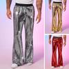 Мужские расклешенные брюки с пайетками, блестящие брюки в стиле хип-хоп, диско, эластичный пояс, ретро, широкие