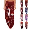 Women's Comfortable Pajama Pants  Pants Christmas Print Drawstring Wide Leg Pants
